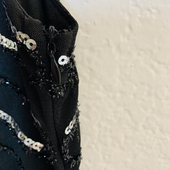 Babeyond Black Dress Flapper Fringe Silver Sequins Small 1920's Gatsby Bling - Picture 11 of 14